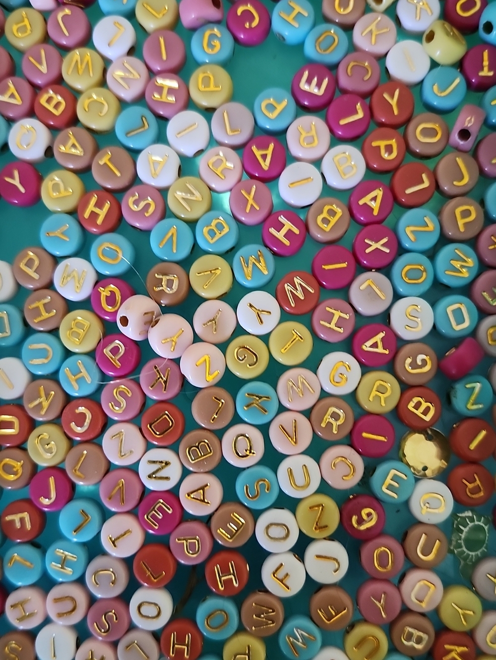 Alphabet Letter Beads for Crafts - Multi Color 75 Pc.